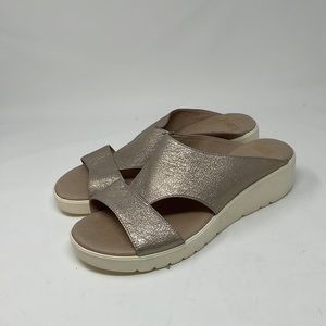 Johnston & Murphy Metallic Gold Wedge Sandals